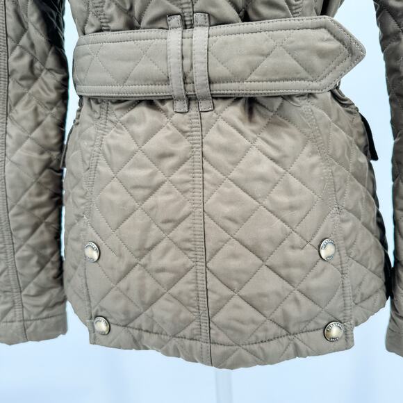 Burberry Quilted Coat Winter Down Finsbridge Plaid Jacket Check Olive Green XS - Picture 10 of 16